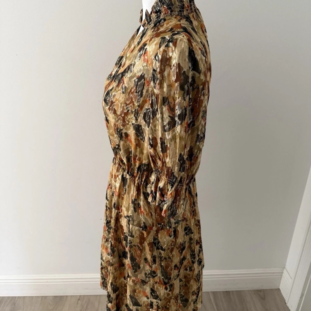 BASH BA&SH Silk lurex dress with print Gloria | yellow | MEDIUM - Picture 13 of 14
